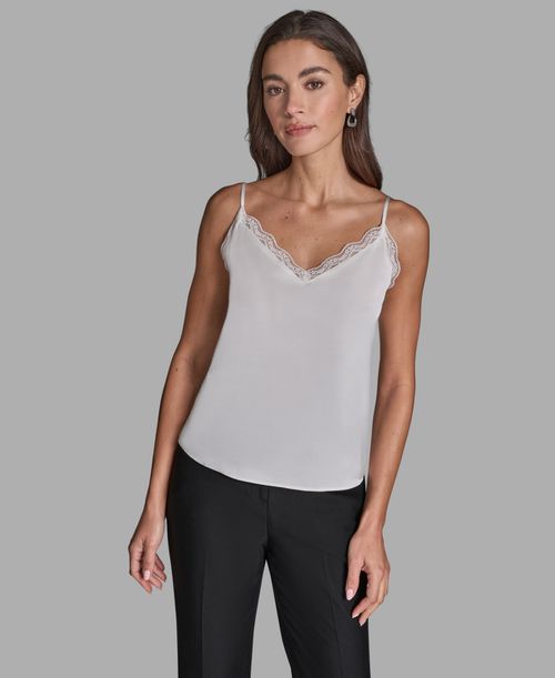 Women's Sleeveless V-Neck Cami Top - Whisper White