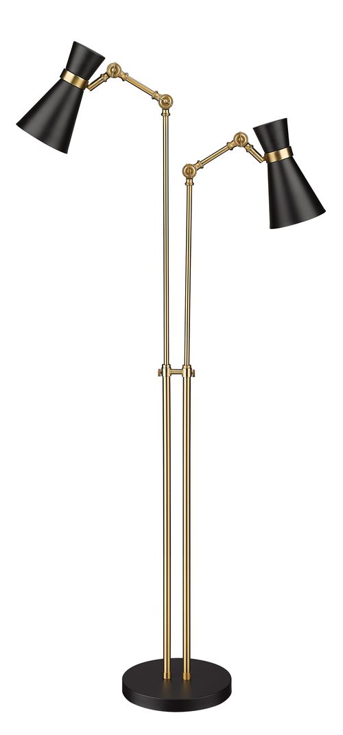 Soriano 2-Light Floor Lamp Light In Matte Black With Heritage Bra