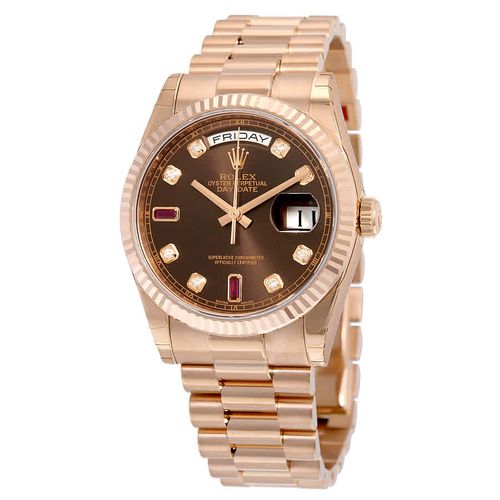Day-Date Chocolate Dial 18K Everose Gold President Automatic Unisex Watch 118235CHODRP