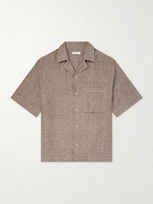 Federico Camp-Collar Linen Shirt
