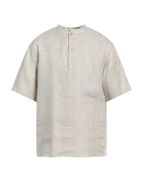 Man Shirt Light grey Size 38 Linen
