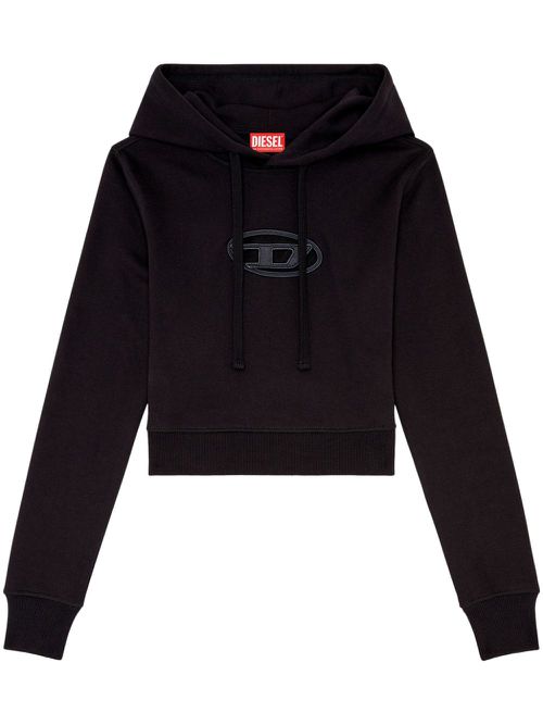 Logo-patch drawstring hoodie - Black