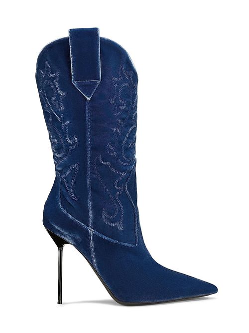 Women's Lidia 105MM Embroidered Velvet Boots - Jeans