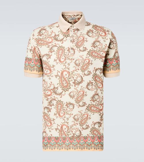 Paisley cotton piqué polo shirt
