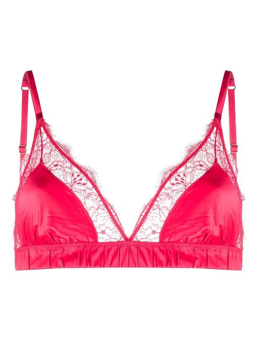 Sheer floral detailed lace bralette - Pink