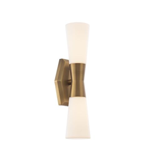 WAC Locke 3000K 2-Light Bathroom Vanity Light in Aged Brass - WS-30018-AB