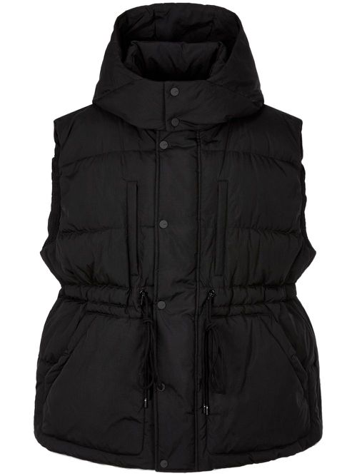 Drawstring-waist down vest - Black