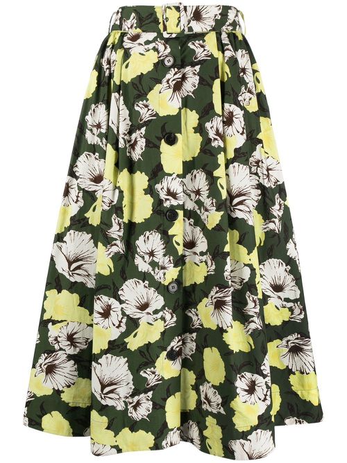 Hibiscus Camouflage-print skirt - Green