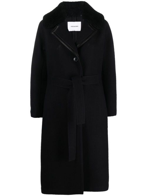 Belted felted-wool coat - Blue