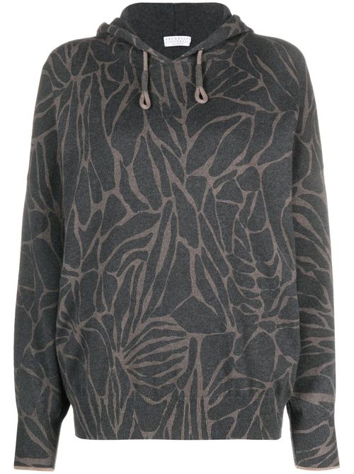 Graphic-print cashmere hoodie - Black