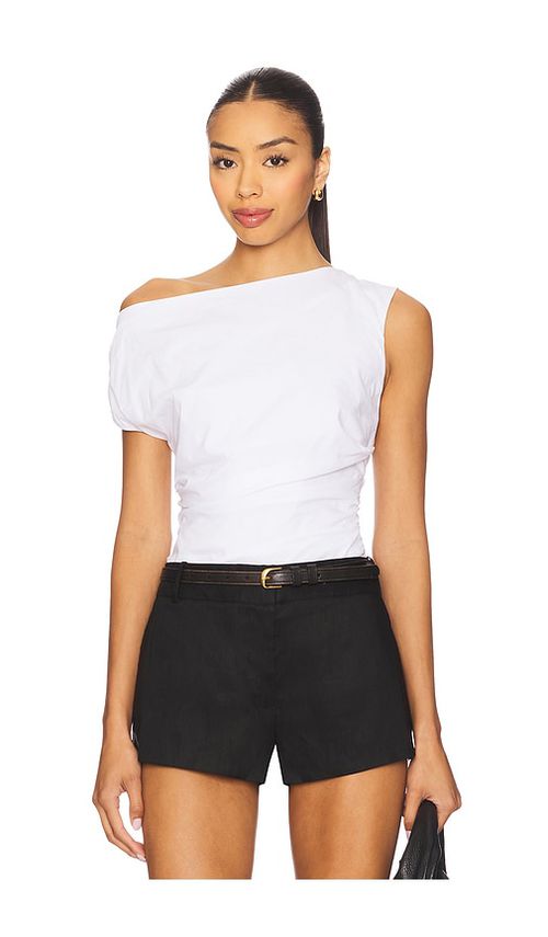 Good American Poplin Off Shoulder Top in White. -  XXXXL/4X also in L, M, S, XL/1X, XXXL/3X