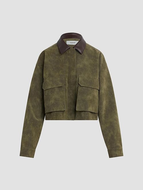 Women's Faux Suede Chore Jacket - Army Green
