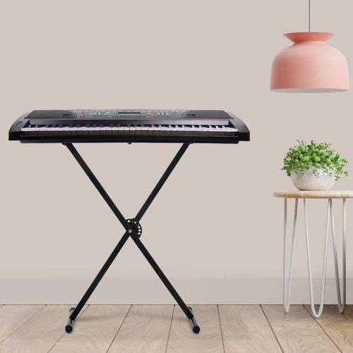 TEMU 33- Keyboard Stand With Locking Strap Adjustable Music Piano Keyboard Stand Portable Single Braced Electric Piano Stand With 7 Adjustable