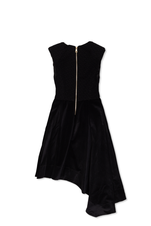 Velvet Asymmetrical Dress, Unisex, Black