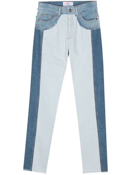 Contrast fringed tapered jeans - Blue