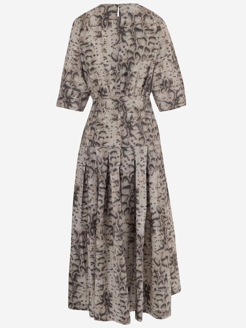 Animal-Print Cotton Dress — Beige