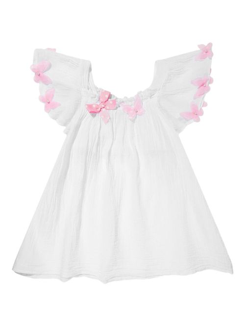 Butterfly-bow casual dress - White