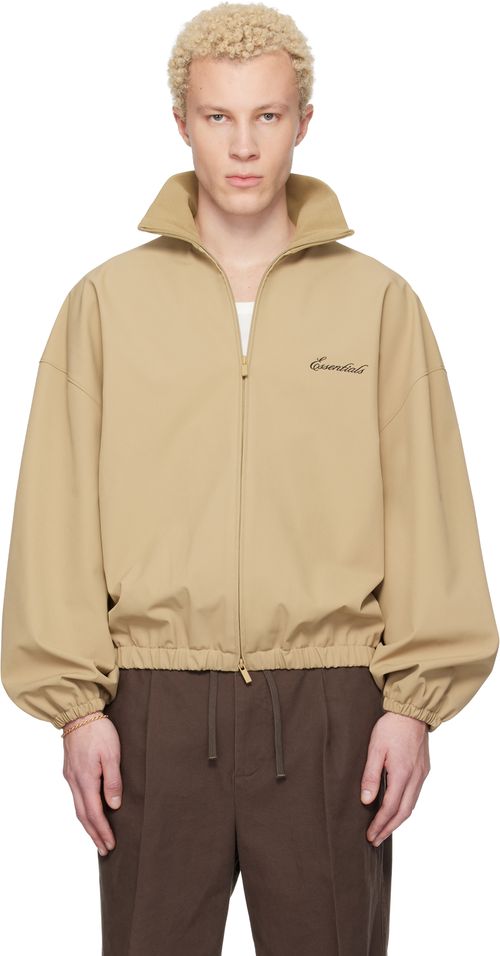 Beige Signature Full Zip Track Jacket