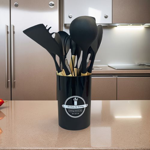 TEMU 12pcs/set Wooden Handle Silicone Kitchen Utensils 12pcs Spatula Kitchen Tools Cooking Spatula Spoon Baking Set Clip, Spatula, Spoon, Oil Brush