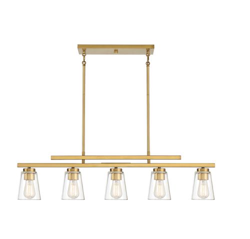 Savoy House Calhoun 5-Light Linear Chandelier in Warm Bras