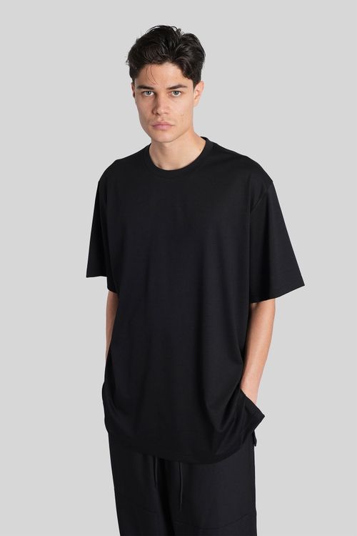T-shirt In Black Wool And Polyester