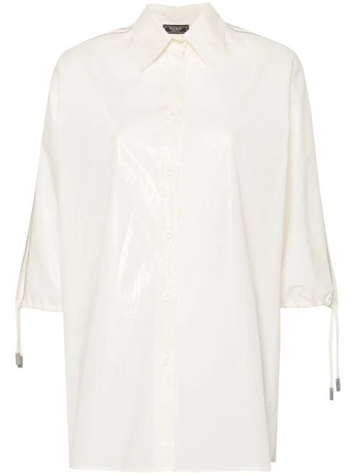 Beaded Trim-Detail Taffeta Shirt — White
