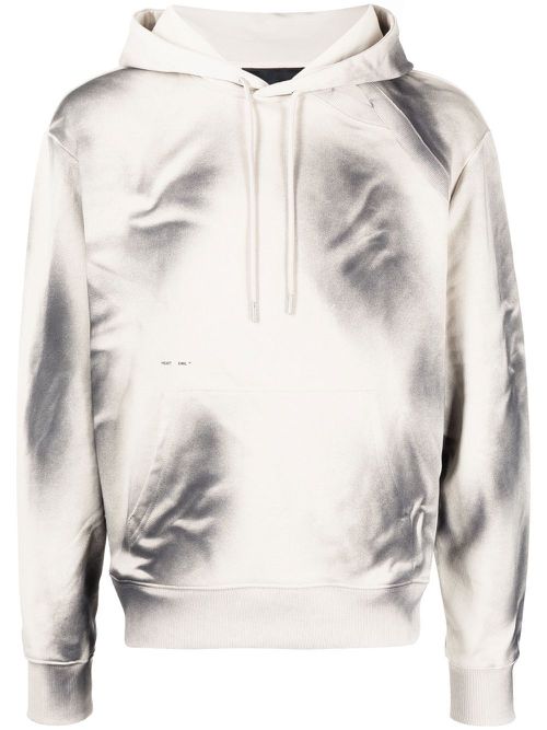 Abstract-print cotton hoodie - Brown