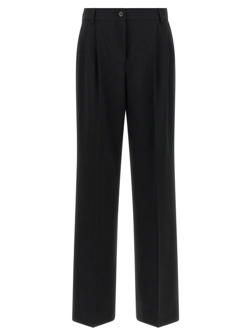 Virgin Wool Pleated Trousers — Black