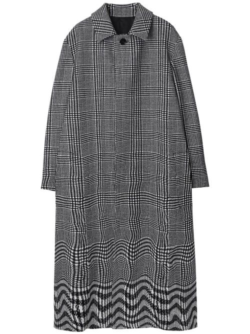 Warped houndstooth-pattern coat - Black