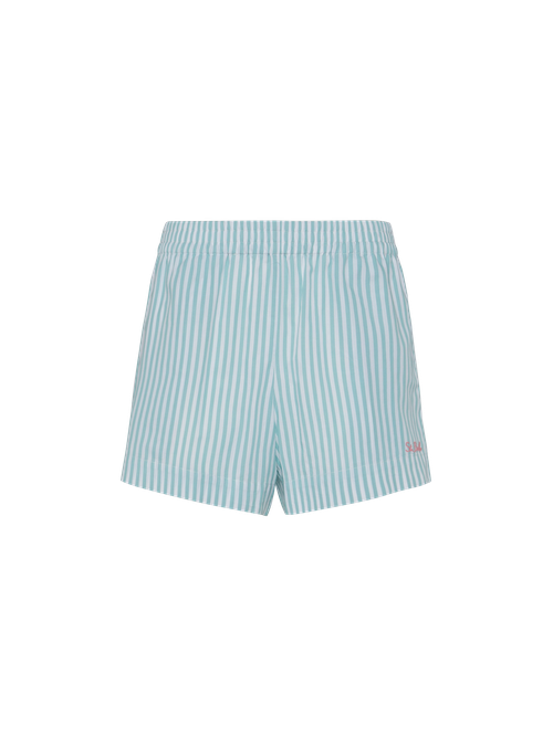 Meave Cotton Poplin Pull Up Shorts With Striped Print Green Pant - Women