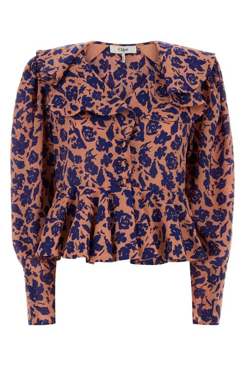 Floral Silk Blouse — Orange