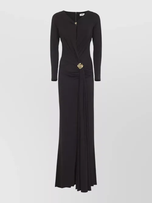 Elisabetta Franchi - jersey gown draped v neckline maxi