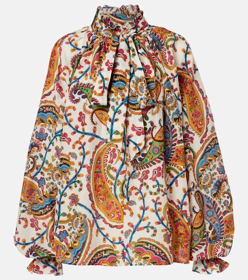 Printed cotton and silk blouse
