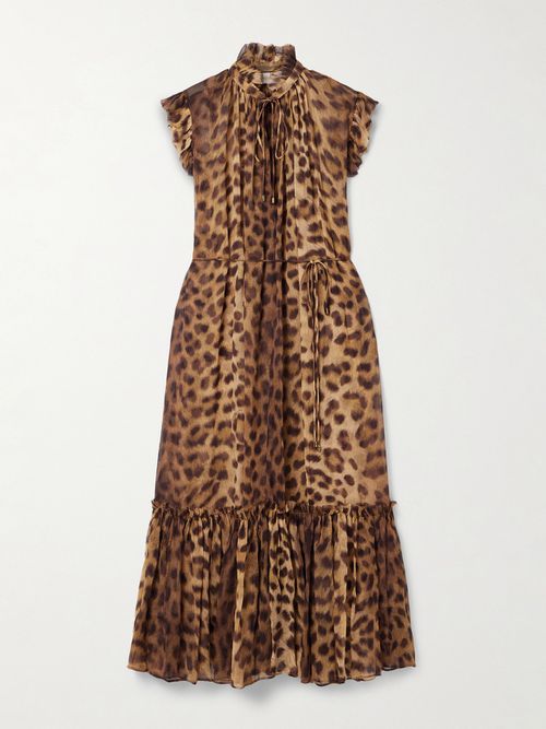 Crush Leopard-print Crepon Midi Dress - Animal print