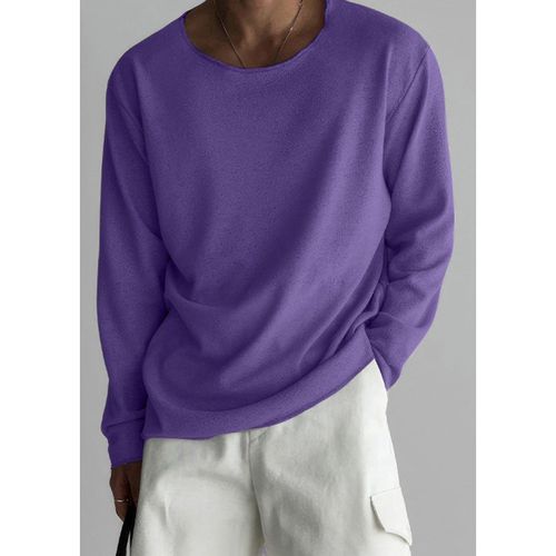 Mens Solid Crew Neck Long Sleeve T-Shirt SKUK