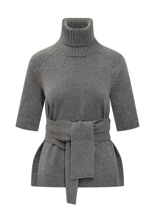 Grey Solid Turtle Neck Top