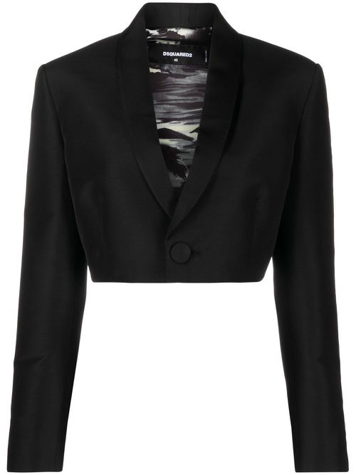 Cropped tailored jacket - Black