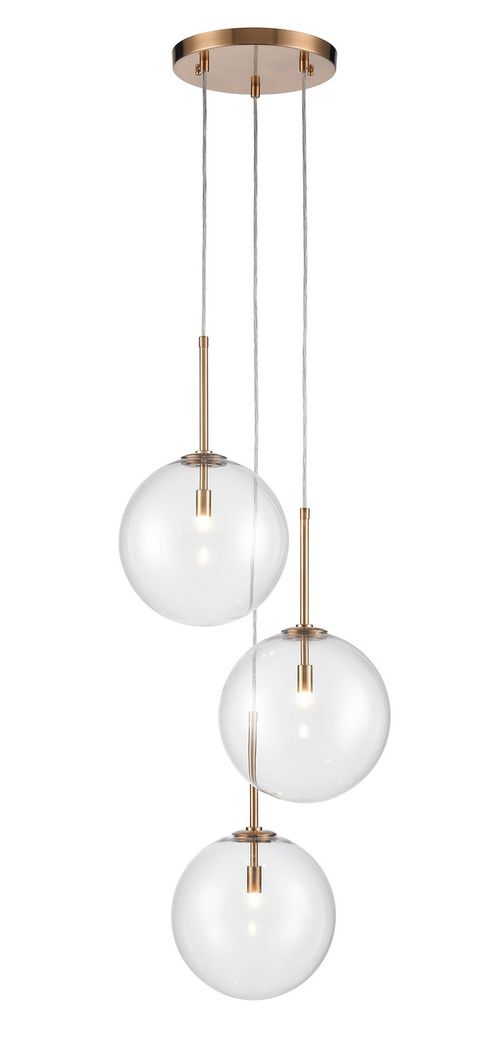 Aged Brass Three Light Pendant from the Delilah Collection