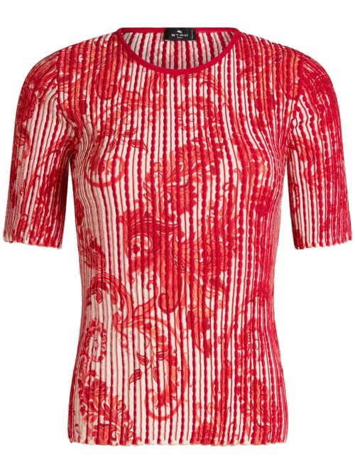 Paisley-print ribbed top - Red