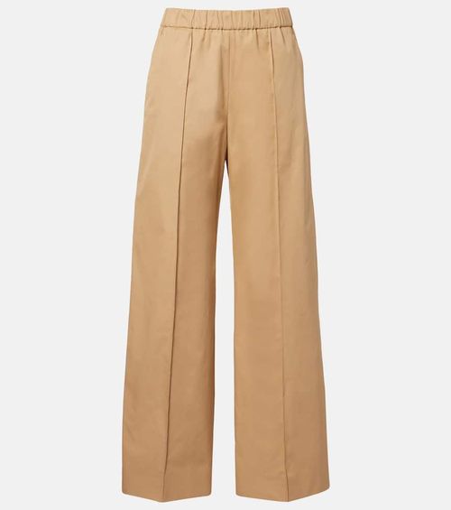 Cotton drill wide-leg pants