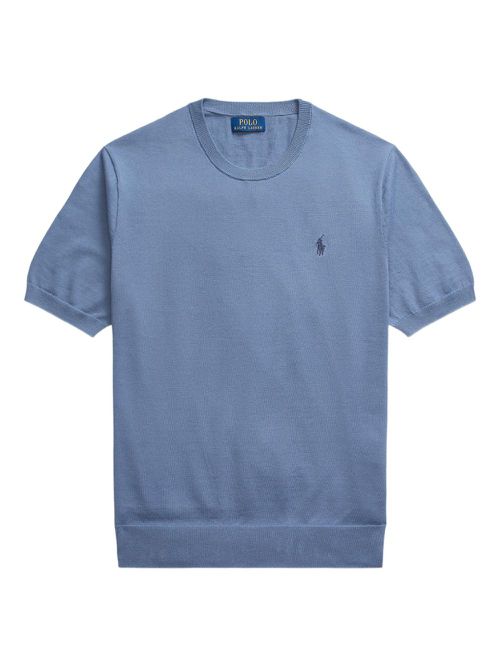 Crew-neck cotton sweater - Blue