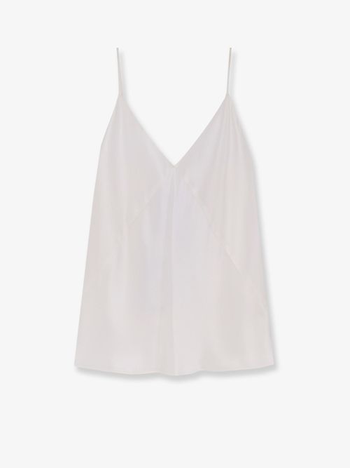 Silk V-Neck Tank Top — White