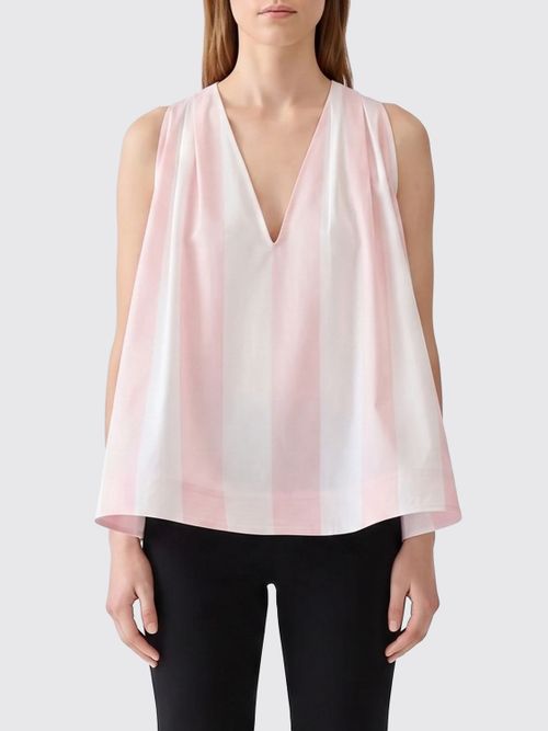 Norma Striped Off-The-Shoulder Cotton Top with V-Neck
