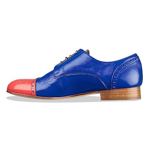 FSJ Women Perforated Lace-up Oxfords Multicolor Leather Cap Toe Comfort Flat Pumps Vintage Girls Ladis Oxfords Shoes
