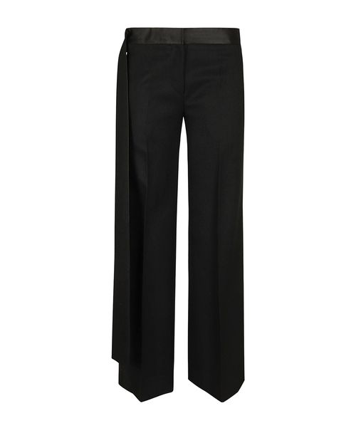 Satin-waistband tailored trousers