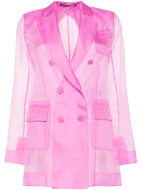 Negrar silk double-breasted blazer - Pink