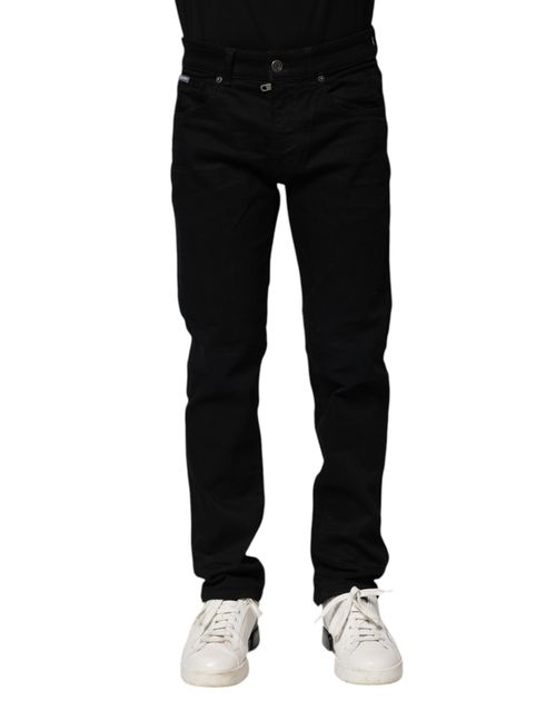 Cotton-Elastane Skinny Denim Jeans — Black