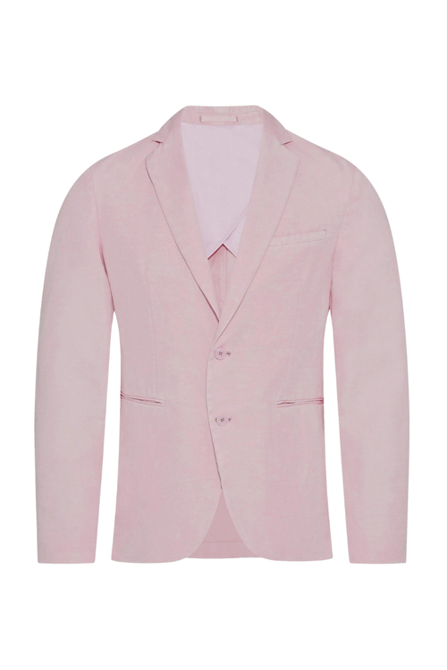 Linen-Cotton Blend Blazer — Pink