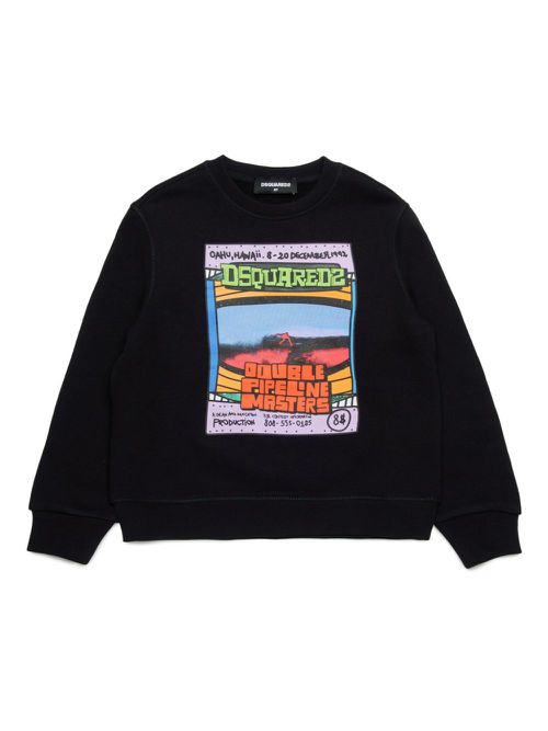 Graphic-print cotton sweatshirt - Black