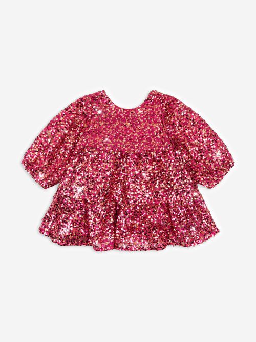 Girls Lila Sequin Bow Dress in Red 7 - 8 Years By Childsplay Clothing